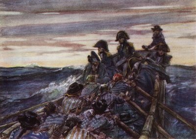 Nelson egy nyitott csónakban a Balti-tengeren csatlakozik a flottához alkotó: Arthur David McCormick