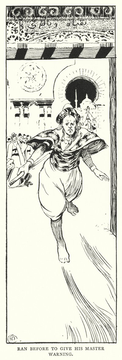 Előtte futott, hogy figyelmeztesse mesterét (metszet) alkotó: Arthur David McCormick