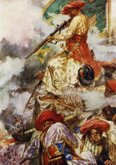 Maga Tipu hűvösen lőtt előrenyomuló ellenségeire alkotó: Arthur David McCormick