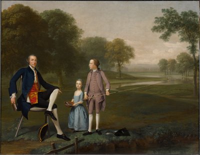 Richard Moreton, Esq. tackley-i úr unokaöccsével és unokahúgával, John és Susanna Weylanddal alkotó: Arthur Devis
