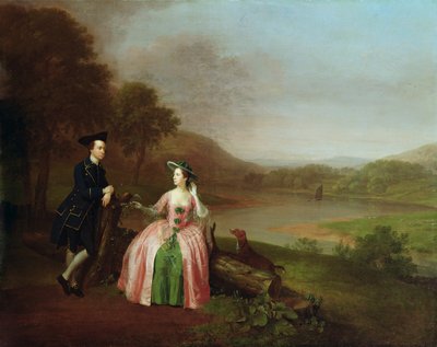 Sir George és Lady Strickland a Bridlington melletti Boynton Hall parkban, Yorkshire-ben. alkotó: Arthur Devis