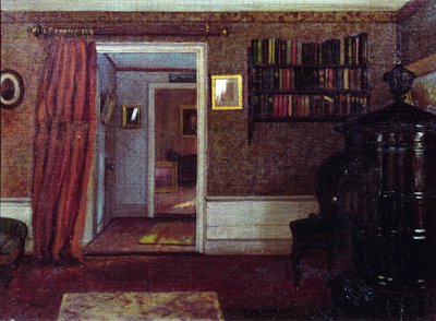 A szalonkályha, 1900 körüli (olaj, tábla) alkotó: Arthur F. Davies