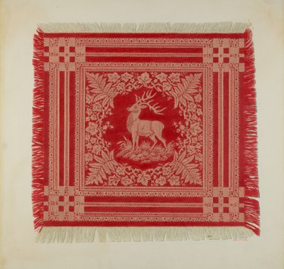 Piros-fehér szalvéta (Deer Design) alkotó: Arthur G. Merkley