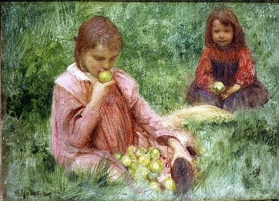 A Gyümölcsösben alkotó: Arthur Hacker