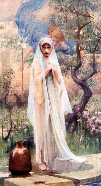 Az Annunciáció (színes litográfia) alkotó: Arthur Hacker