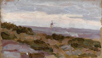 Tájtanulmány szélmalommal a láthatáron, 1900 körül alkotó: Arthur Haythorne Studd