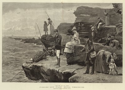 Horgászat Filey Brigg, Yorkshire közelében alkotó: Arthur Hopkins