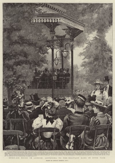 Szabadtéri zene Londonban, a Katonai Banda hallgatása a Hyde Parkban alkotó: Arthur Hopkins
