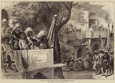 A királyi látogatás Indiában, várakozás a Shahzadahra, Gwalior alkotó: Arthur Hopkins