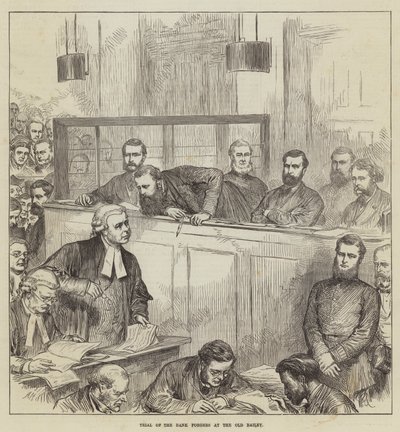 A bankhamisítók tárgyalása az Old Bailey-ben alkotó: Arthur Hopkins