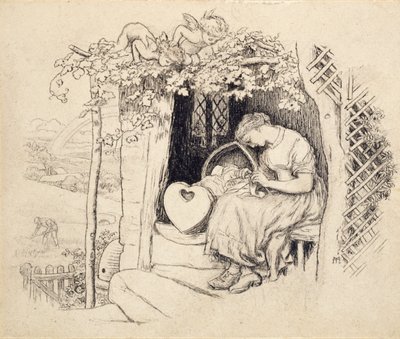 A bölcső mellett, 1873 alkotó: Arthur Hughes