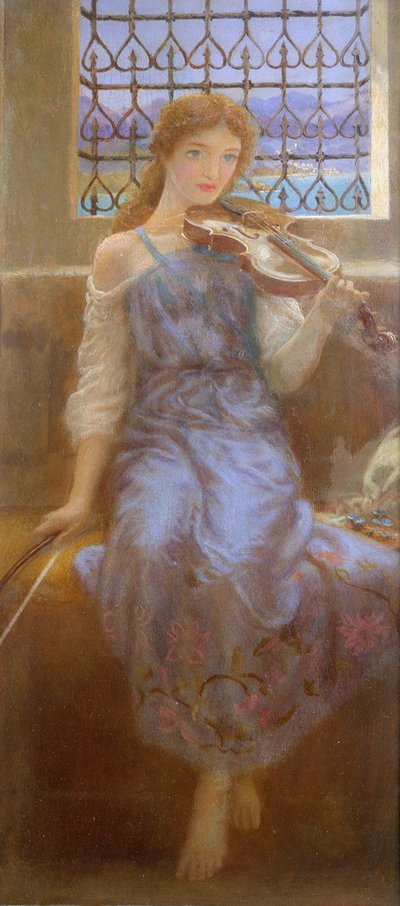 Lány hegedűs alkotó: Arthur Hughes