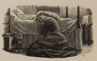 A legfiatalabb gyermek halála, 1865 körül (tinta papíron) alkotó: Arthur Hughes