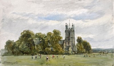 Tücsök a kóbor úton, a Krisztus-templom előtt, High Harrogate (akvarell) alkotó: Arthur J. Stark