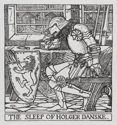 Hans Christian Andersen: Holger Danske (litho) alkotó: Arthur Joseph Gaskin