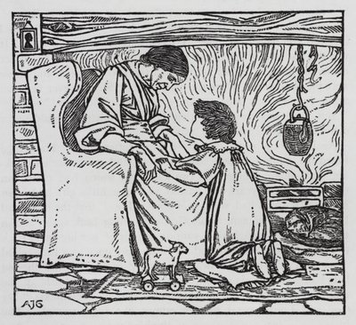 Hans Christian Andersen: A lány, aki a cipón taposta (litho) alkotó: Arthur Joseph Gaskin