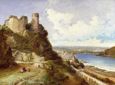 Oberwesel kastély és Schonberg Rajna, Németország alkotó: Arthur Joseph Meadows