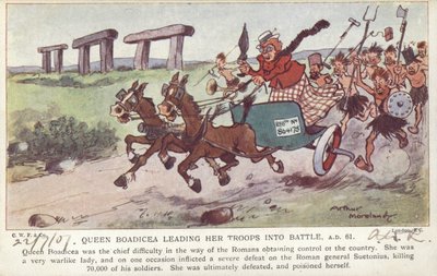 Boadicea királynő csatába vezeti csapatait, Kr. u. 61 (színes litográfia) alkotó: Arthur Moreland