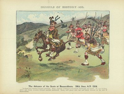 A skótok előrenyomulása Bannockburnnél. Kr. u. 1314. június 24. (színes litográfia) alkotó: Arthur Moreland
