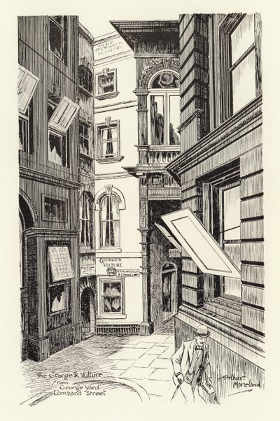 A George  Vulture a George Yardról, Lombard Street (litho) alkotó: Arthur Moreland