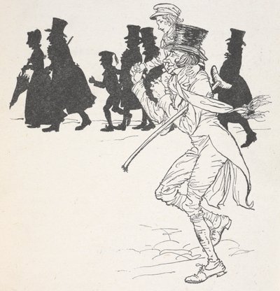 Egy fiút egy férfi vállán visznek alkotó: Arthur Rackham