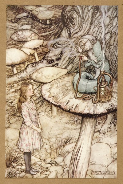 Tanácsok egy hernyótól, Alice kalandjai csodaországban, Lewis Carroll, pub.1907 alkotó: Arthur Rackham