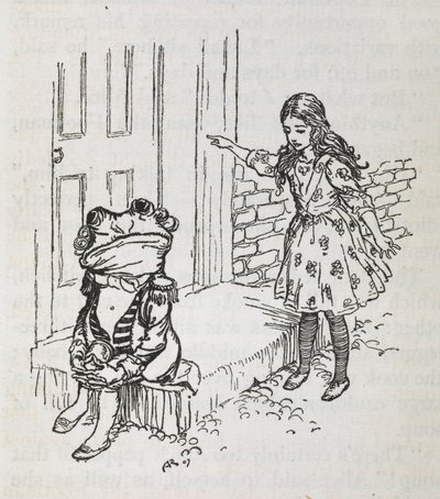 Alice és egy lakájnak öltözött béka alkotó: Arthur Rackham