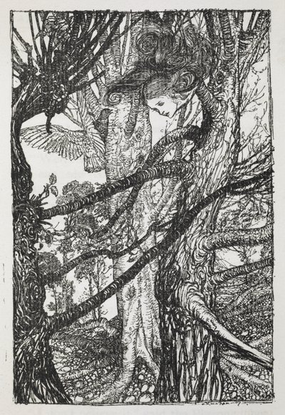 Alice, mint egy galambhoz beszélő kígyó alkotó: Arthur Rackham