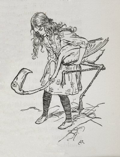 Alice krokettezik egy flamingóval alkotó: Arthur Rackham