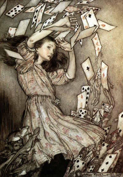Alice kalandjai Csodaországban (más néven Alice Trough The Looking Glass), Lewis Carroll, Arthur Rackham illusztrációja 1907-ben alkotó: Arthur Rackham