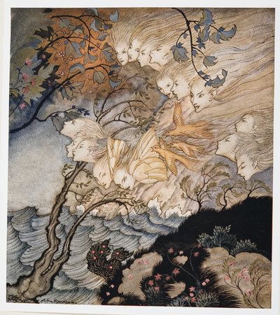 ?. És néha hangok, illusztráció William Shakespeare: A vihar, kocsma. 1926 alkotó: Arthur Rackham