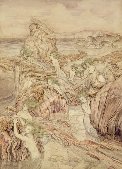 A tenger lánya, illusztráció a Három aranyalmából, Nathaniel Hawthorne (toll, tinta és WC papíron) alkotó: Arthur Rackham