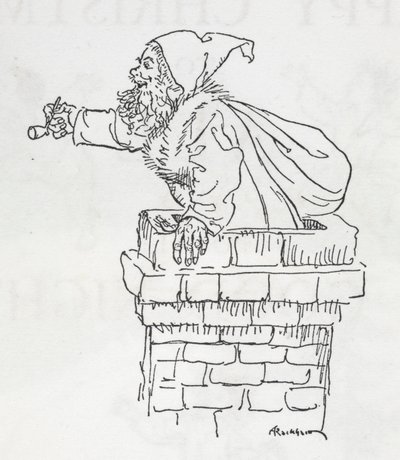 Mikulás lemászni a kéményen alkotó: Arthur Rackham