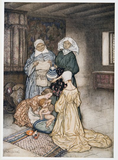 Nem volt-e négy vagy öt nő, aki vigyázott rám? illusztráció William Shakespeare A vihar című művéből, pub. 1926 alkotó: Arthur Rackham