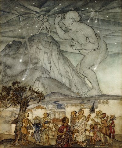 Herkules, aki az eget támogatja Atlasz helyett, 1922 alkotó: Arthur Rackham