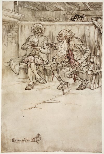 Magam is valaha beszéltem Rip Van Winkle-lel, aki, amikor utoljára láttam, egy nagyon sebezhető öregember volt. A Washington Irving-kocsmából származó Rip Van Winkle-től. 1910 alkotó: Arthur Rackham