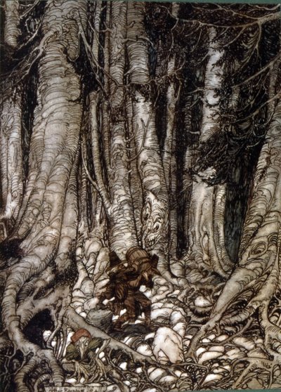 Arthur Rakham illusztrációja Rip Van Winkle-ről, Washington Irving amerikai író novellájából, amelyet először 1819-ben adtak ki. alkotó: Arthur Rackham