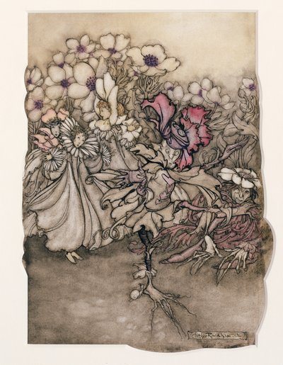 Illusztráció: Peter Pan a Kensington Gardensben, J. M. Barrie (1860-1937) 1906 (toll és tinta WC-vel, papíron) alkotó: Arthur Rackham