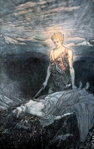 Illusztráció: Siegfried és az istenek alkonya, 1924. alkotó: Arthur Rackham