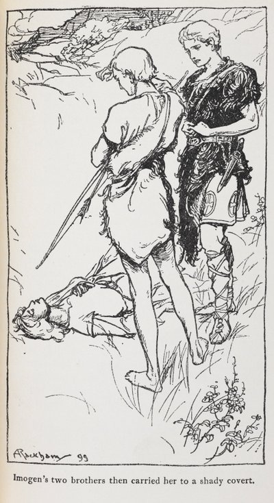 Illusztráció Imogenről és testvéreiről a Cymbeline-ből. alkotó: Arthur Rackham
