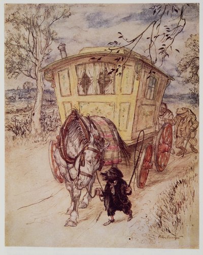 Arany délután volt: az általuk felvert por illata gazdag és kielégítő volt Kenneth Grahame (1859-1932), kocsma Wind in the Willows című művéből. 1940 alkotó: Arthur Rackham