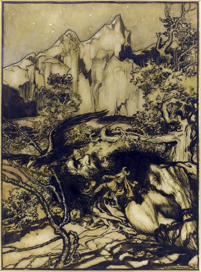 Le voyage de Thor (Tor) au pays des Geants - Thor utazása az óriások földjére, Rackham, Arthur (1867-1939) alkotó: Arthur Rackham