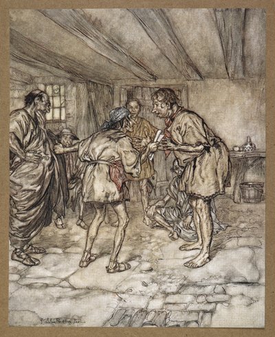 Hadd játsszam én is az oroszlánt. Birs háza. Jelenet a Szentivánéji álomból. alkotó: Arthur Rackham