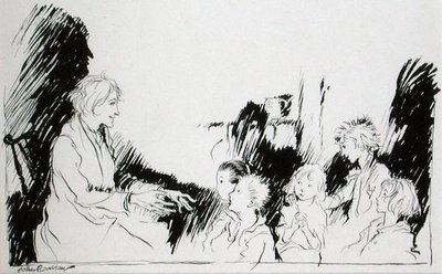 Szellemek, boszorkányok és indiánok hosszú történetei, Washington Irving (1783-1859) „Rip van Winkle” című könyvének illusztrációja, 1916-ban megjelent kiadás (toll és tinta papíron) alkotó: Arthur Rackham