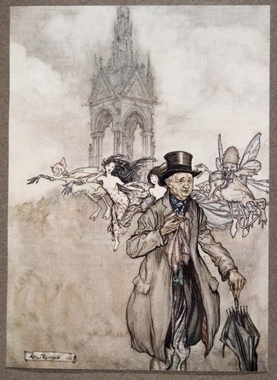 Az öreg Salford úr egy rák-alma volt, aki egész nap a Gardensben bolyongott, a Kensington Gardensben található Peter Pan-től, J M Barrie (1860-1937), kocsma. 1906 alkotó: Arthur Rackham