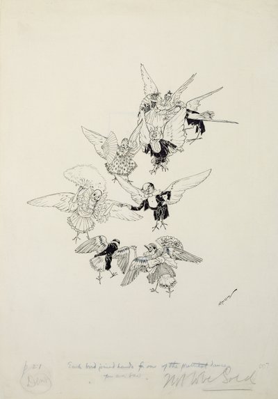 Az egyik legszebb tánc, amit valaha láttál, illusztrációja a The Zankiwank and the Bletherwitchből, S.J. Adair Fitzgerald, 1896-ban megjelent (toll és tinta) alkotó: Arthur Rackham