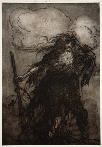 Rip felébred. Biztosan nem aludtam itt egész éjjel? Ó! Az a zászló! Az a gonosz zászló! Milyen kifogást keressek Dame Van Winkle-nek? Rip Van Winkle-től Washington Irving, pub. 1910 alkotó: Arthur Rackham