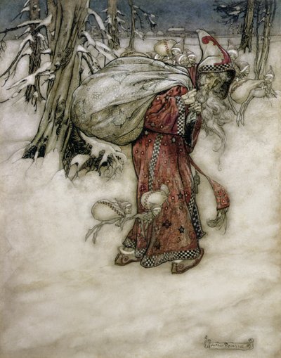 Mikulás, illusztráció az Arthur Rackhams Book of Picturesből, 1907, 1913-ban megjelent (toll, tinta és WC papíron) alkotó: Arthur Rackham