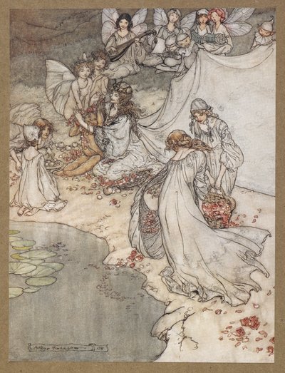 Soha nem volt még ilyen édes változója. Tündérdalok. Jelenet a Szentivánéji álomból. alkotó: Arthur Rackham