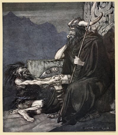 „Esküdj rám, Hagen, fiam!”, illusztráció a „Siegfried és az istenek alkonya” című művéből, 1924 alkotó: Arthur Rackham